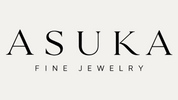 A minimalist logo for 'ASUKA FINE JEWELRY' in black serif and sans-serif text on a solid off-white background.